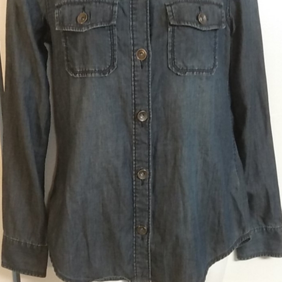 Sexy Banana Republic Denim Burnout Button Down - Picture 3 of 12